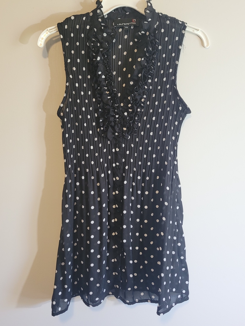 Laura Petites Polka Dot Ruffle Blouse Petite Small - Picture 3 of 7
